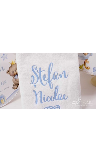 Trusou botez ursulet si broderie personalizata Teddy Bear King 6